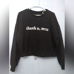 Ariana Grande Thank U Next Black‎ Cropped Sweatshirt Drawstring Size S